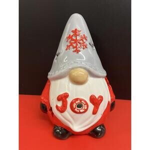 Ceramic Lighted Joy Christmas Gnome 8”